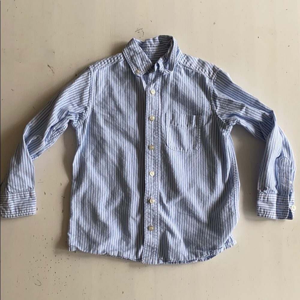 Lands End Blue and White Seersucker Shirt